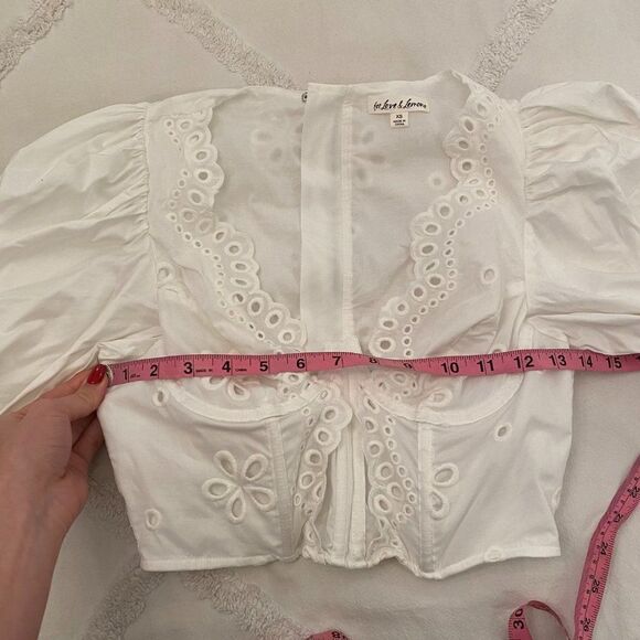 For Love and Lemons White Eyelet Lace Serena Crop Top - Picture 12 of 15